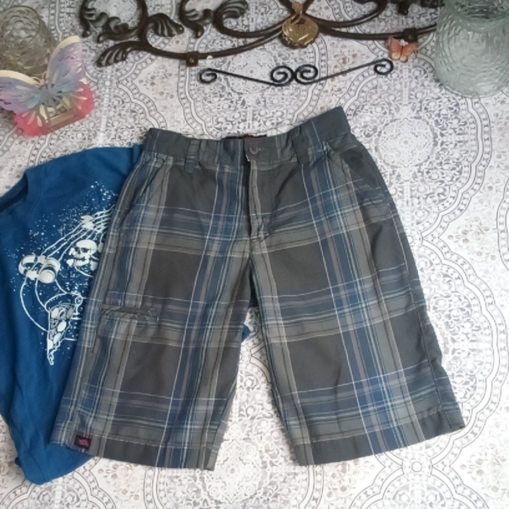 Dark blue plaid tony Hawk shorts - Picture 3 of 12